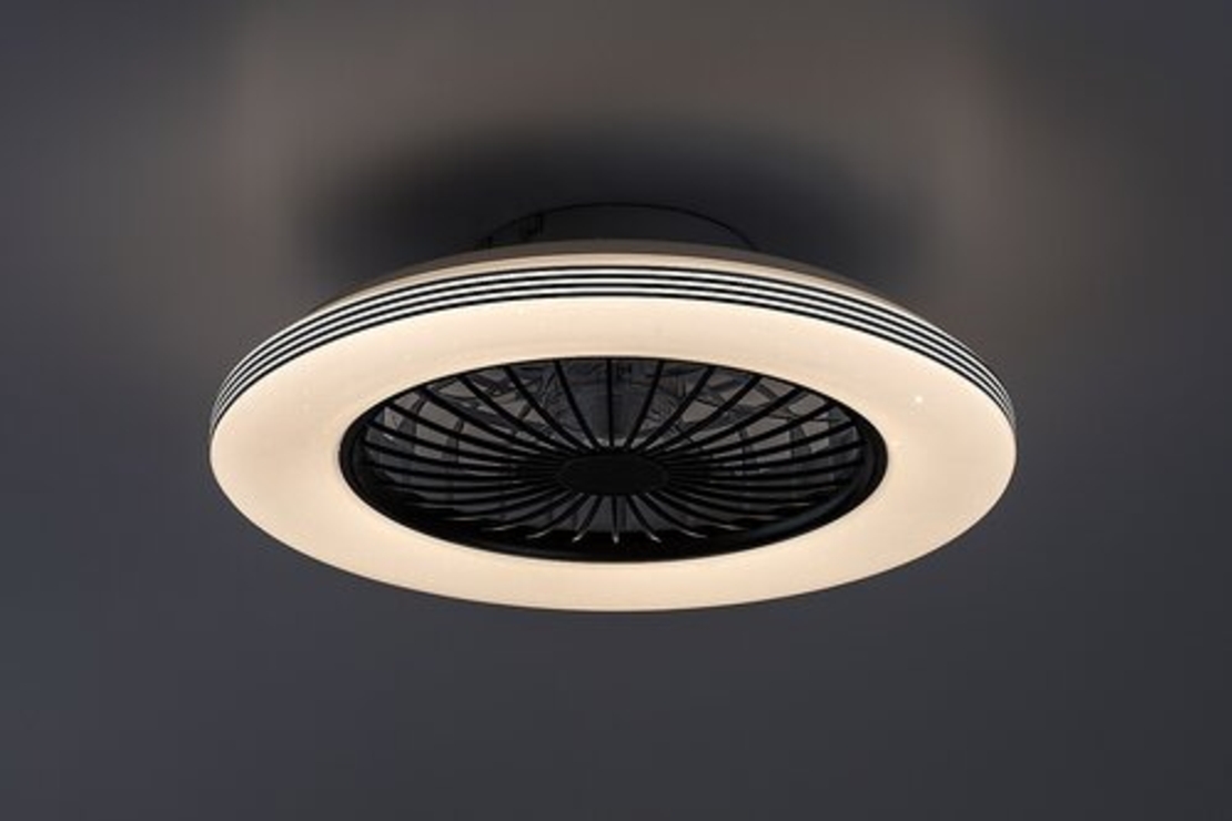 LED таванен плафон с вентилатор 48W – черен, регулируема светлина, дистанционно , 5200 lm