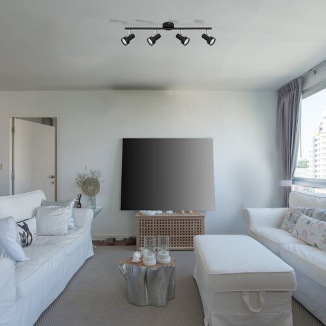 Модерен четворен спот осветител – черен метал, GU10, 4x50W