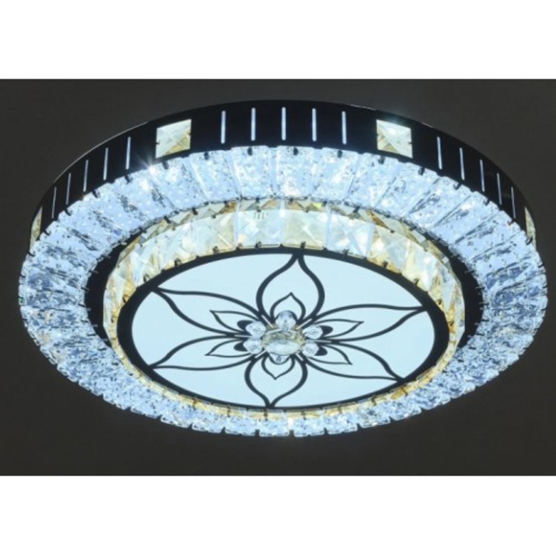 Модерен LED полилей от метал, PVC и кристал – хром, 75W, с вградена LED платка