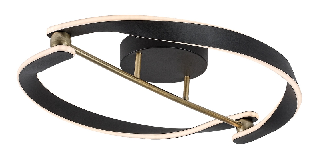 Модерен LED таванен плафон 40W с топло бяла светлина – черен и златен