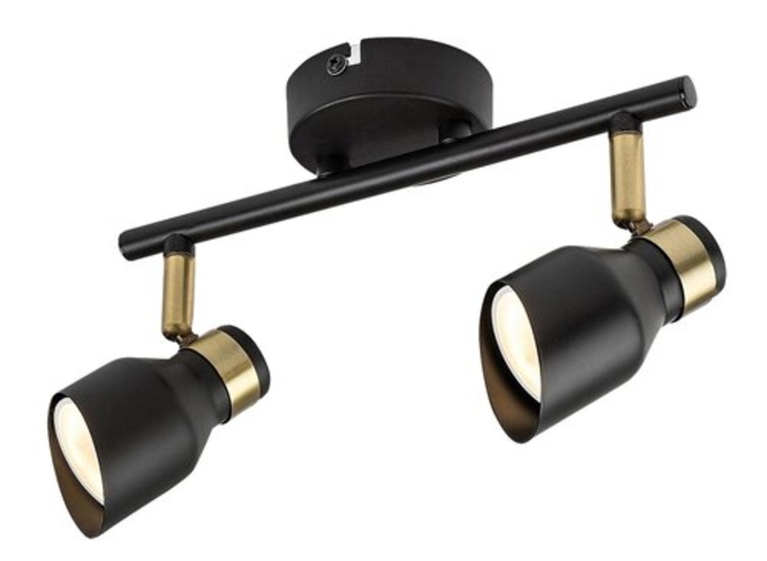 Модерен двоен GU10 спот в черно и злато