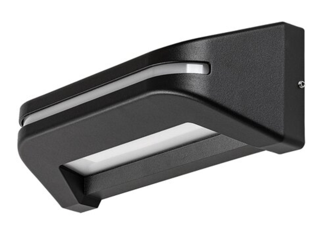 Мощен черен LED аплик Kobarid 20W – модерно фасадно осветление с естествена светлина