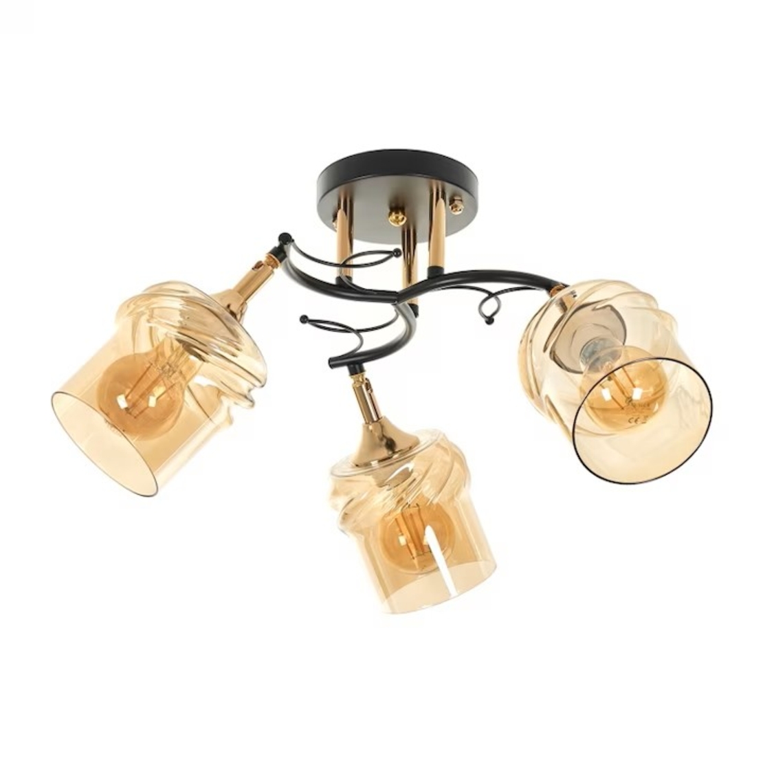 Модерен полилей от черен метал и стъкло с подвижни рамена