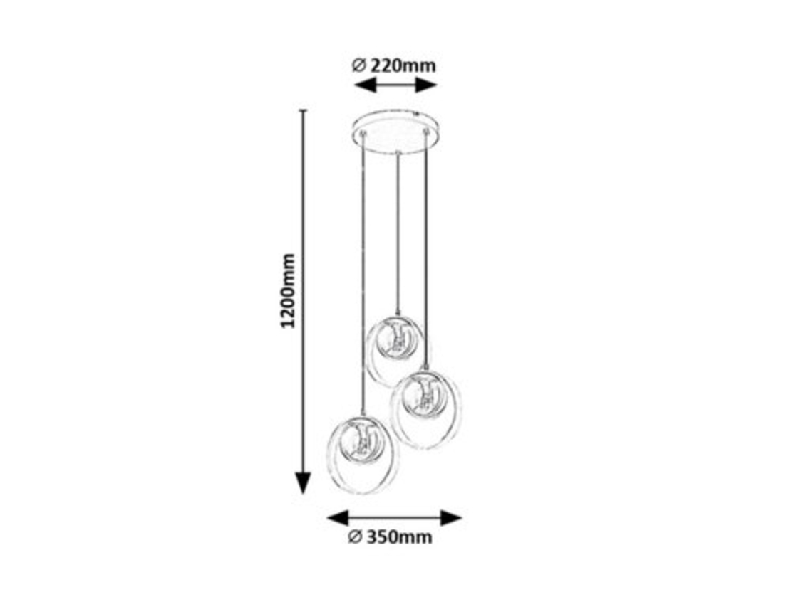 Модерен висящ полилей 3xE14 – метал, дърво и стъкло