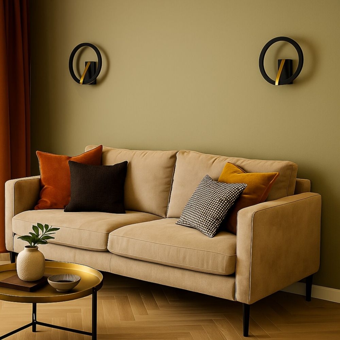 Модерен LED аплик черен/златен, 8W, топла светлина 3000K