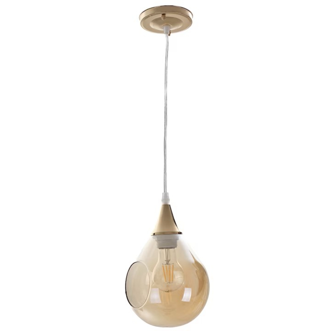 Модерен златен полилей от метал и стъкло – 1xE27, регулируема височина