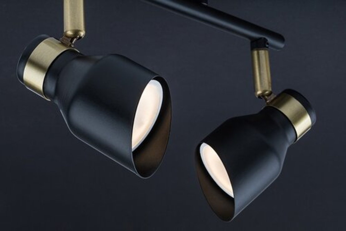 Модерен двоен GU10 спот в черно и злато