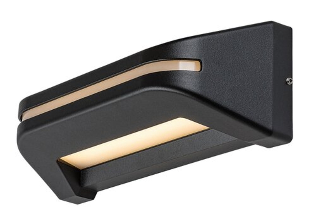 Мощен черен LED аплик Kobarid 20W – модерно фасадно осветление с естествена светлина