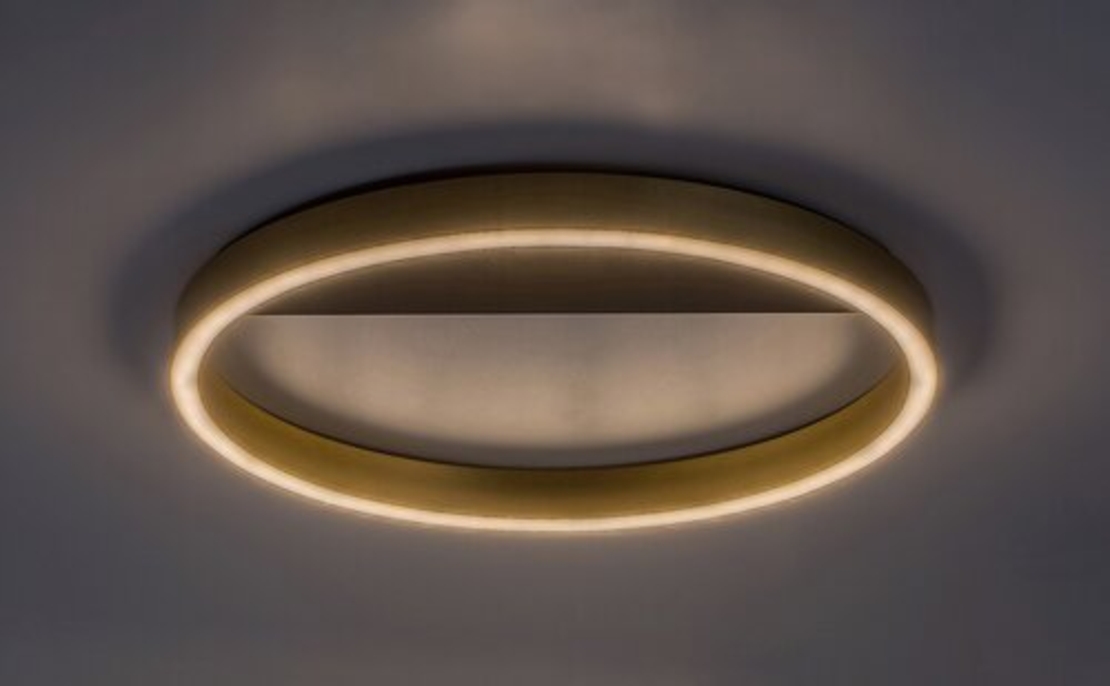 Модерен LED таванен плафон 20W с топло бяла светлина – черен/златен