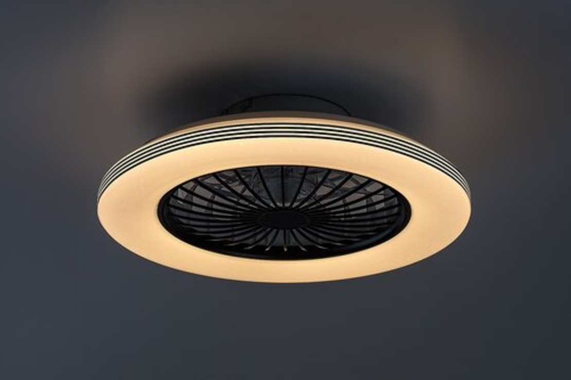 LED таванен плафон с вентилатор 48W – черен, регулируема светлина, дистанционно , 5200 lm
