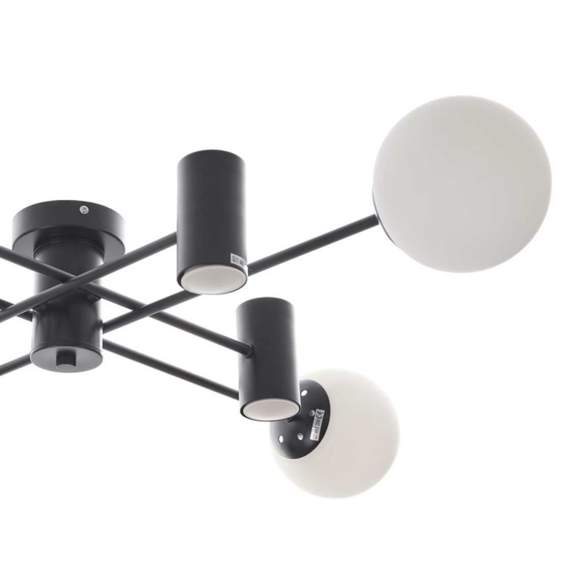 Полилей черен, метал и стъкло,4+4 крушки E27 + GU10