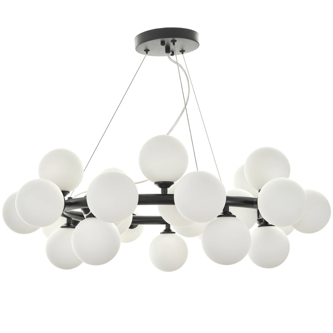 Елегантен полилей черен метал и стъкло с 25 X G9