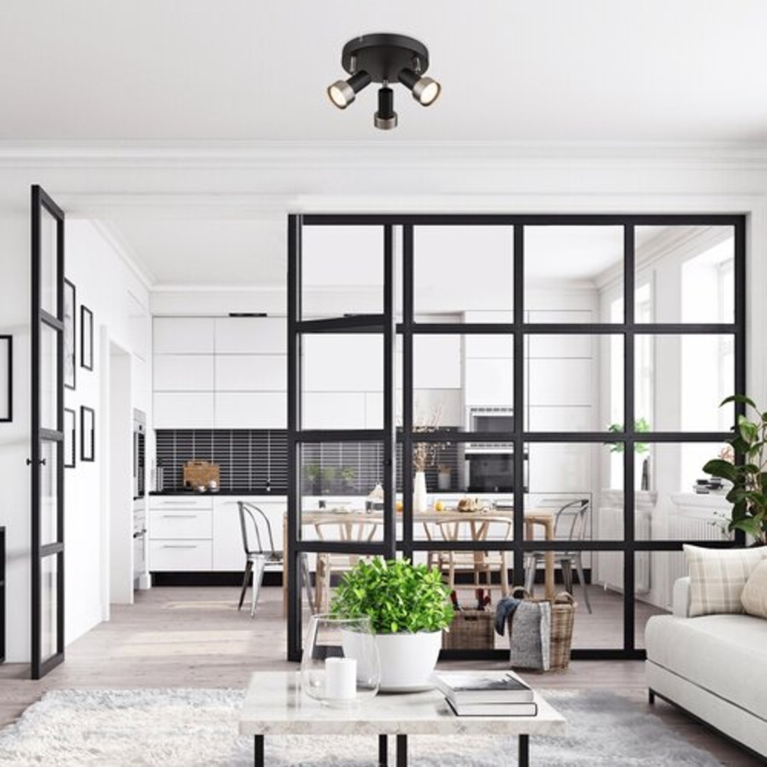 Модерен спот 3-ка – матирано черен и матиран хром метал, GU10, 3x50W