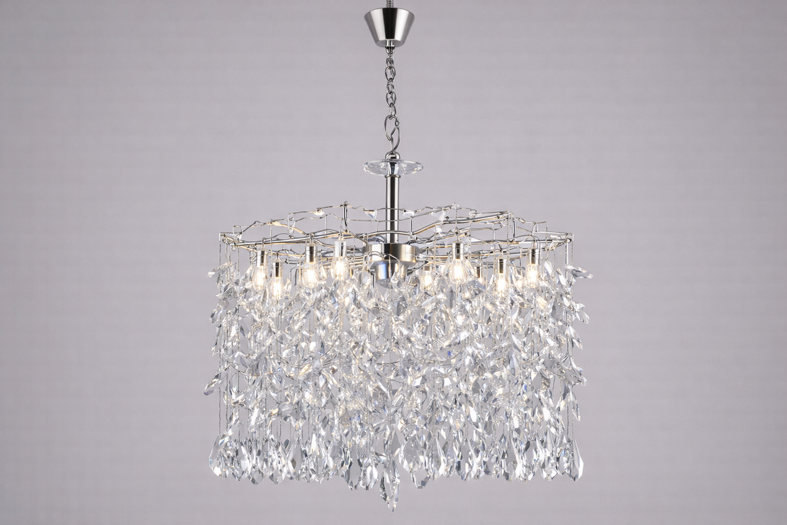Кристален модерен полилей 7 × E14 – хром (CH)