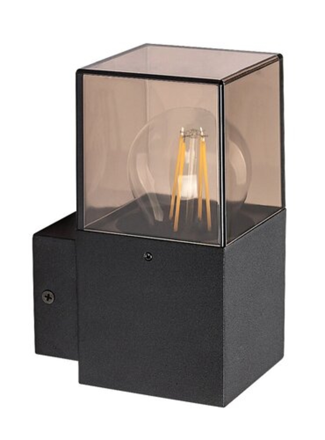 Стилен външен аплик Loanda E27 – модерно фасадно осветление с кафяв прозиращ абажур и IP44 защита