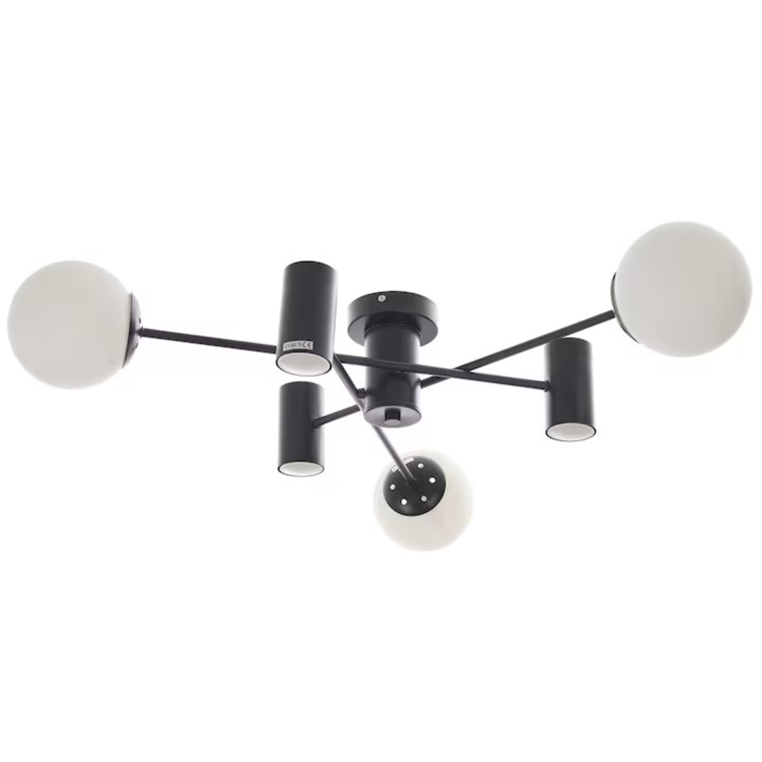 Полилей черен, метал и стъкло,3+3 крушки E27 + GU10