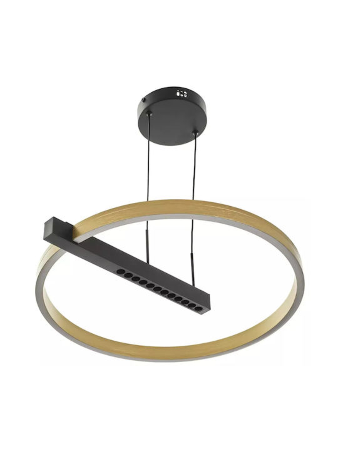 Висящ LED полилей 39W – черен и матирано златен цвят с Smart управление