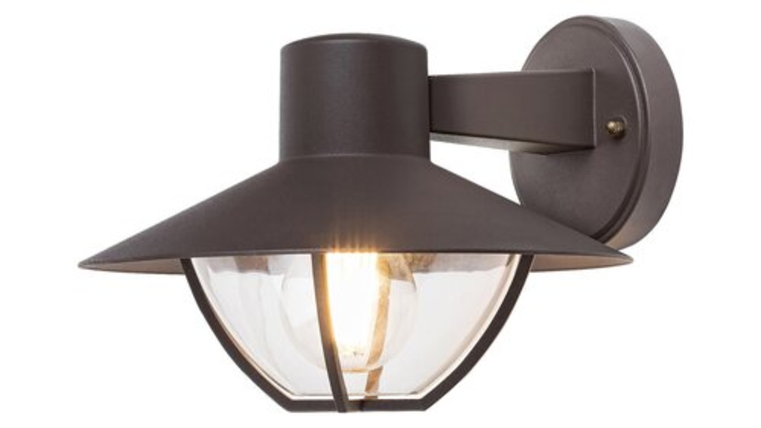 Елегантен външен аплик Almada E27 – стилно фасадно осветление в кафяв цвят с IP44 защита