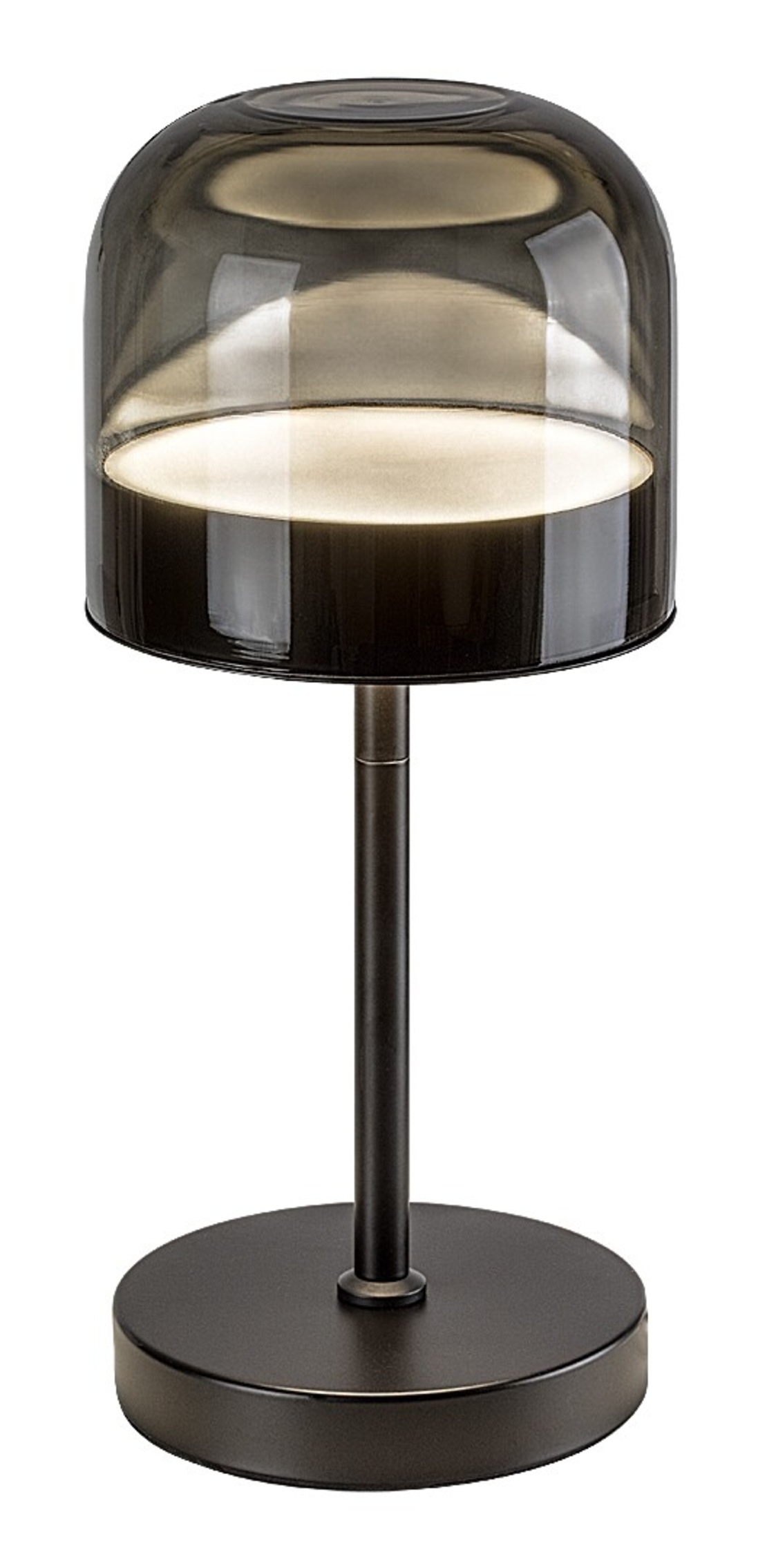 Модерна LED настолна лампа – 13W, 3000K–6000K, IP20, димируема, черен метал и опушено стъкло