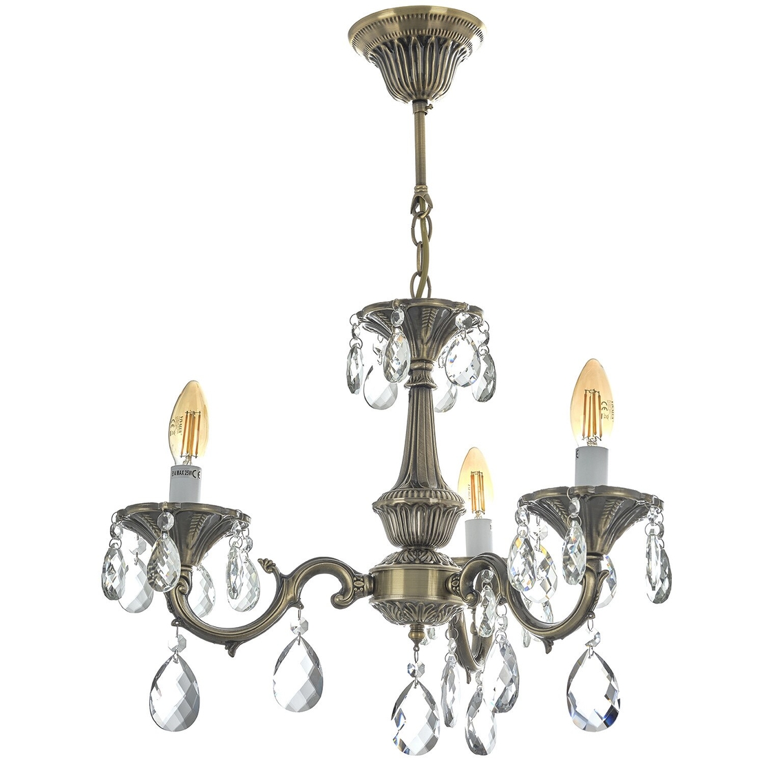 Класически бронзов полилей с кристали – елегантен акцент за всеки интериор