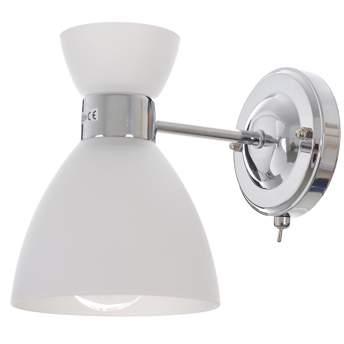 Стилен стенен аплик в цвят хром – метал и стъкло, с ключ 1 X E27