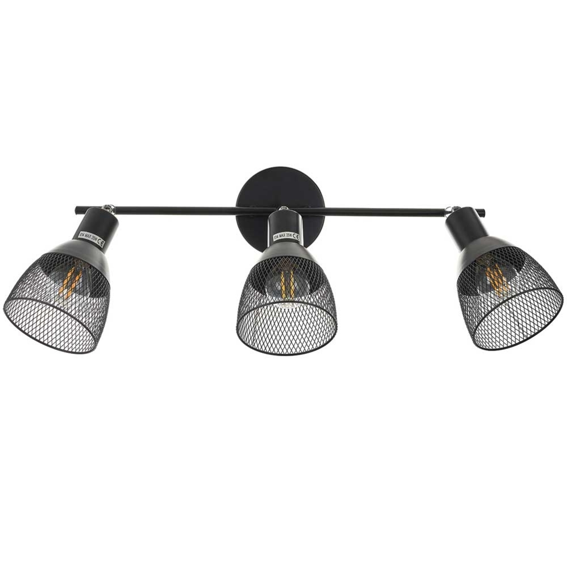Спот черен, метал, 3×E14, с подвижни рамена и ключ