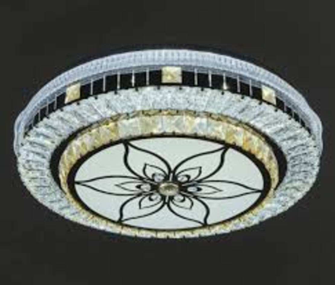 Модерен LED полилей от метал, PVC и кристал – хром, 50W, с вградена LED платка