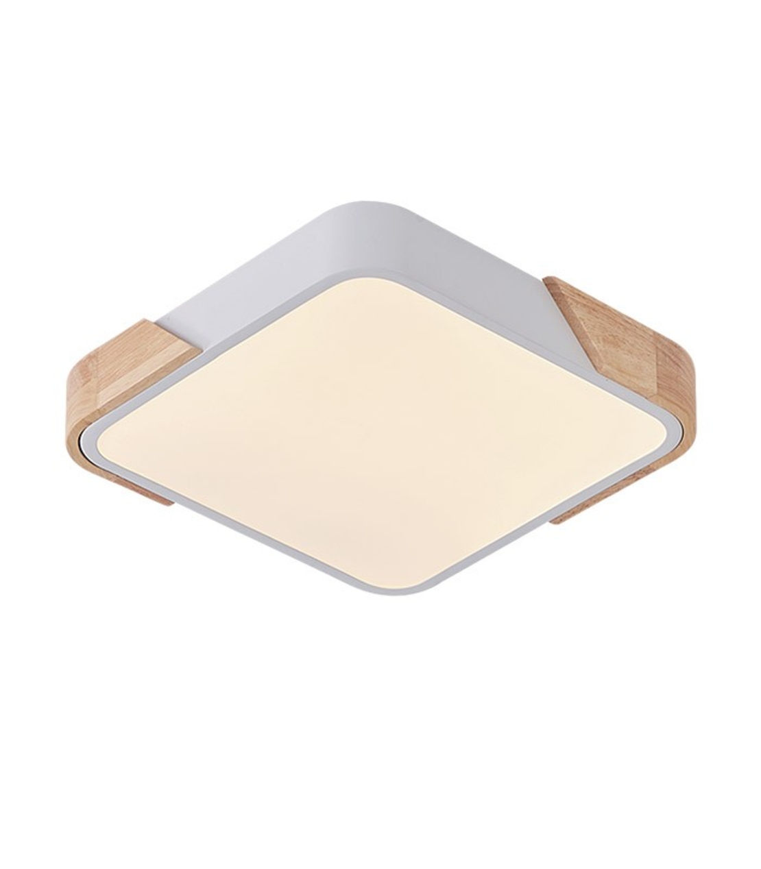LED плафон 35W 3CCT квадратен бял с дърво