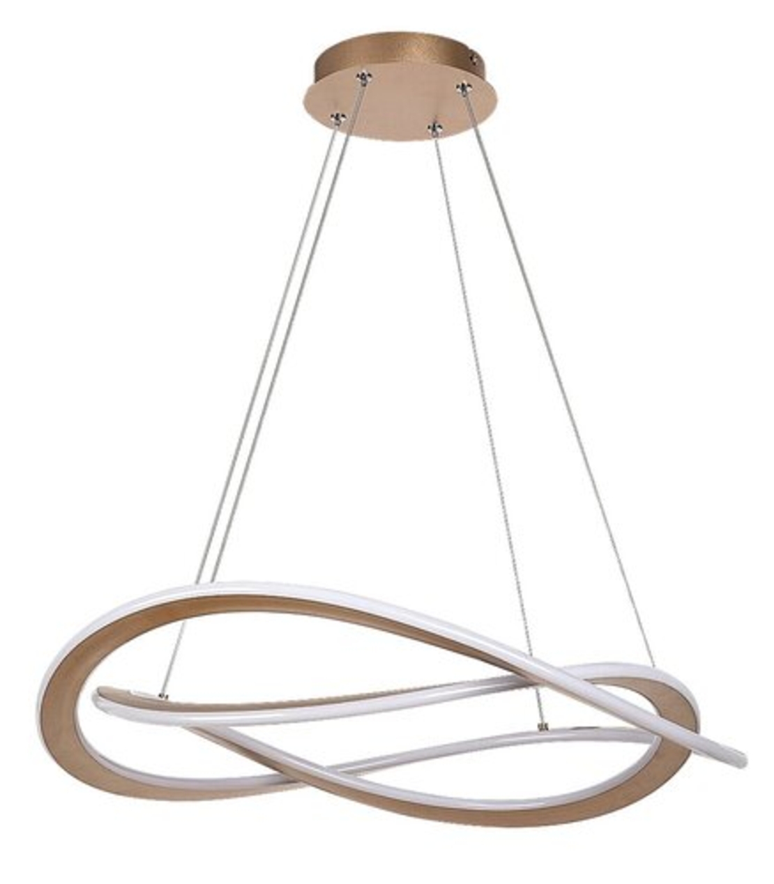 Елегантен LED висящ полилей 72W –от матирано златос регулируема височина и топла светлина 3000K с топла светлина 3000K