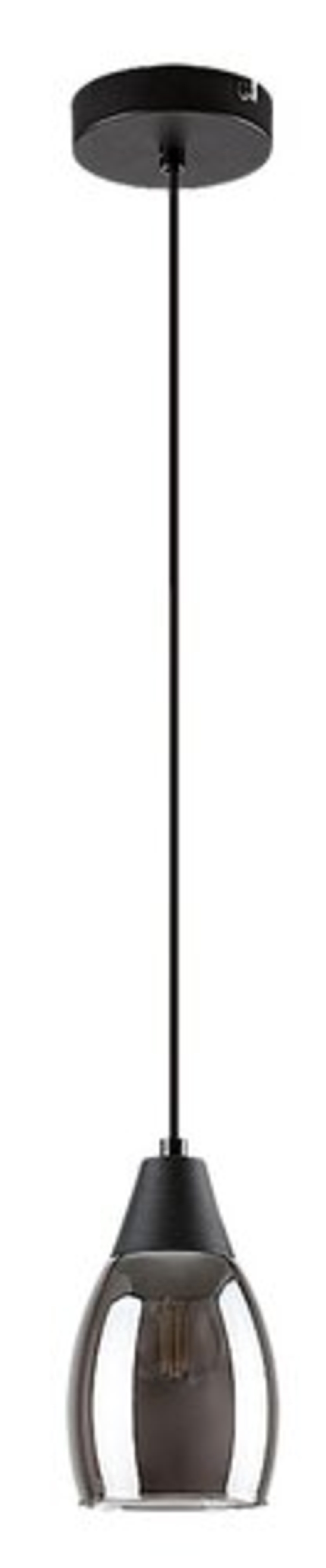 Модерен висящ полилей с 1 светлоизточник – черен с димно стъкло