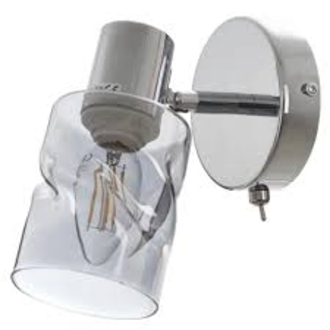 Стенен аплик хром, метал и стъкло, 1×E14, с ключ и подвижно рамо