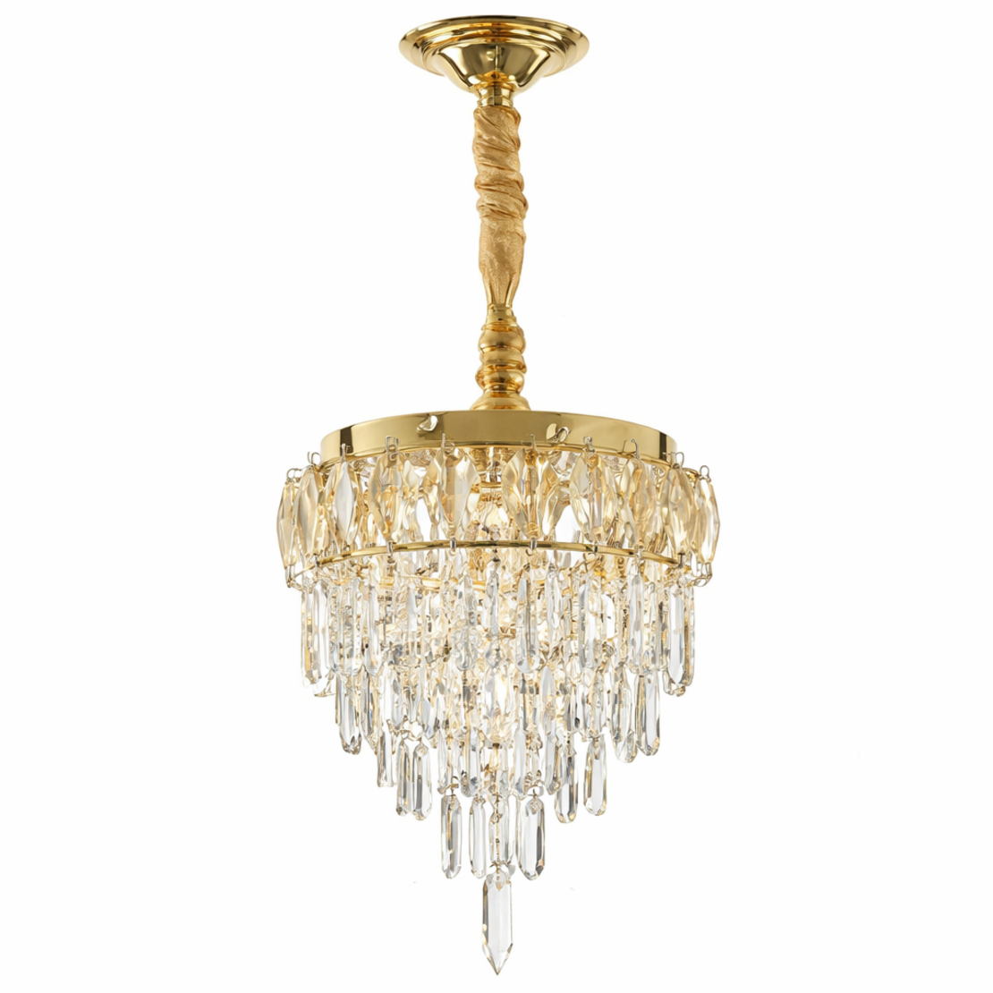 Висящ кристален LED полилей злато