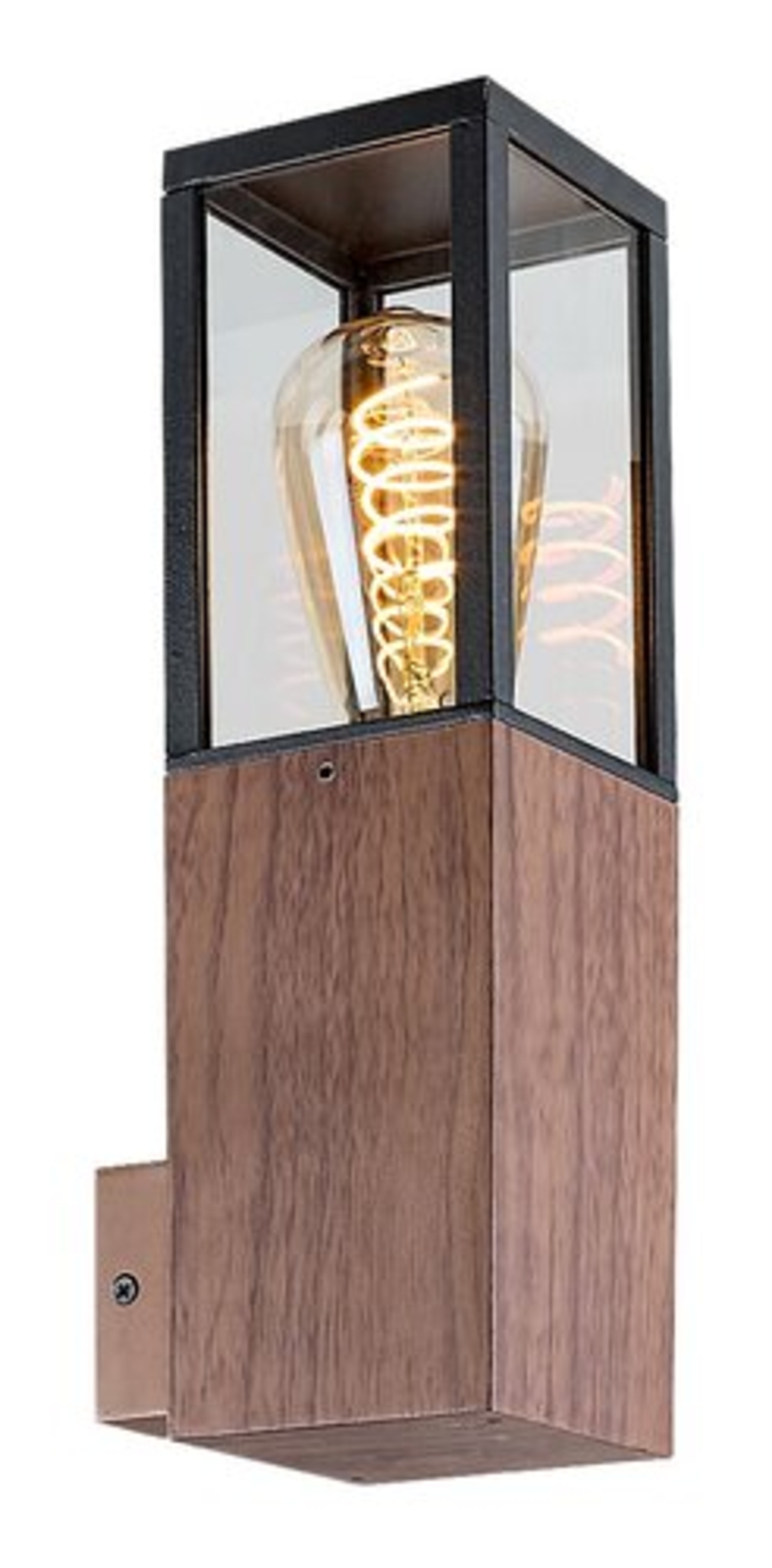 Елегантен външен аплик Wales E27 – стилно фасадно осветление в цвят тъмeн дъб с IP44 защита