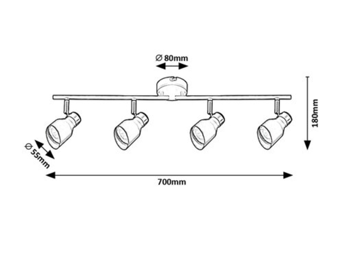 Модерен четворен GU10 спот в черно и злато