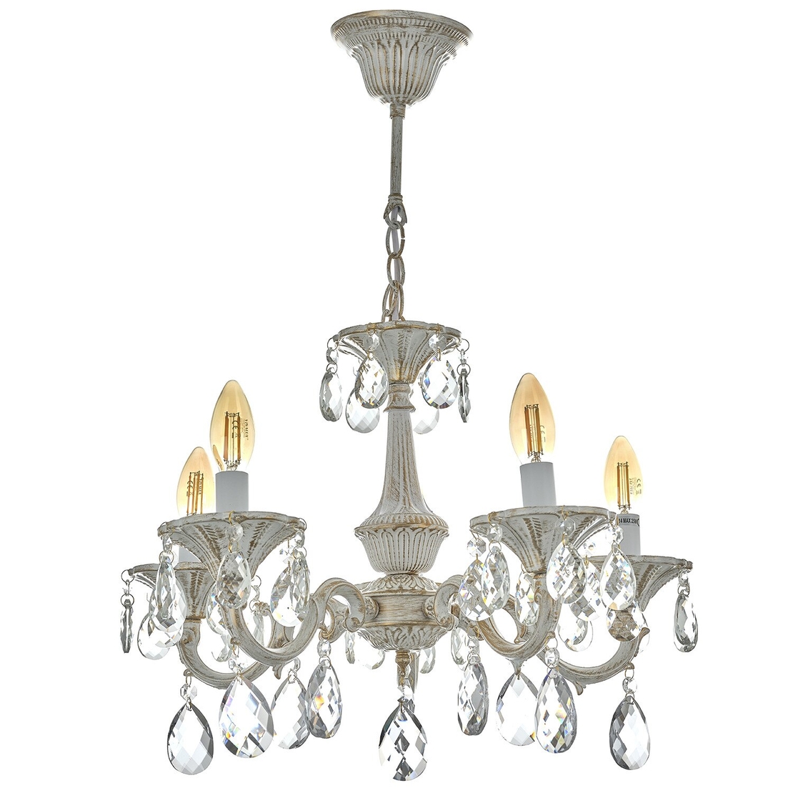 Класически бял полилей с кристали – елегантност и светлина в перфектен баланс