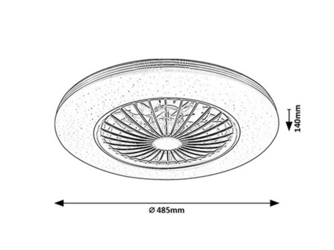 LED таванен плафон с вентилатор 48W – черен, регулируема светлина, дистанционно , 5200 lm