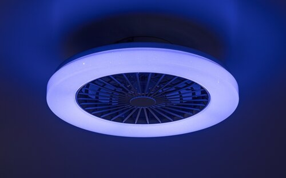 Мултифункционален LED таванен плафон с вентилатор, RGB и звезден ефект