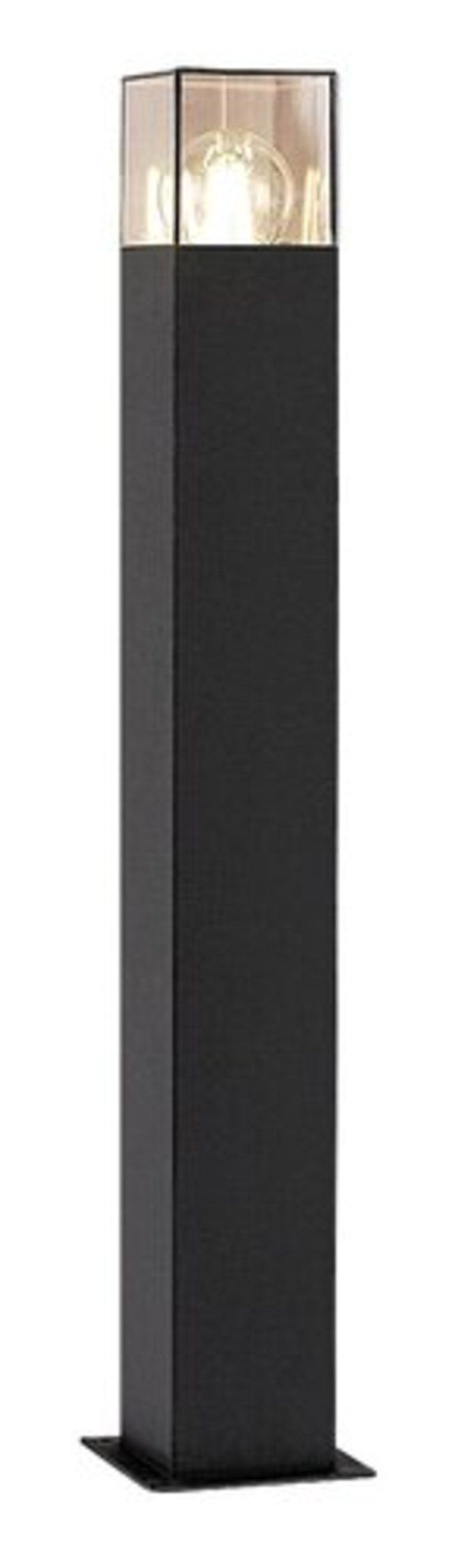 Елегантен външен градински стълб Loanda E27 – модерно осветление с кафяв прозиращ абажур и IP44 защита