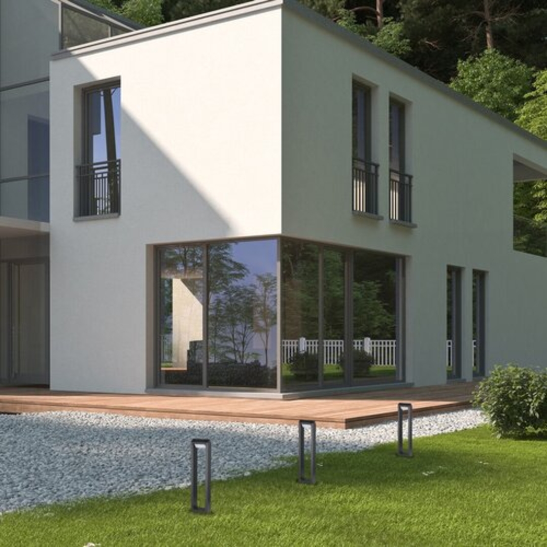 Модерен външен градински LED стълб Medna 8W с топло бяла светлина