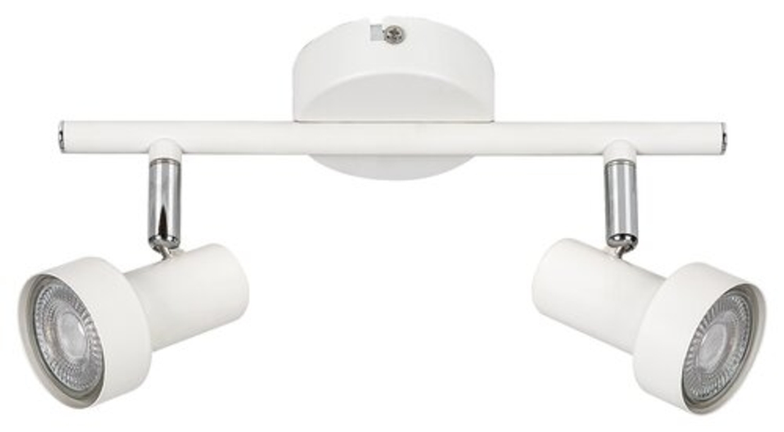 Модерен двоен спот осветител – бял метал, GU10, 2x50W