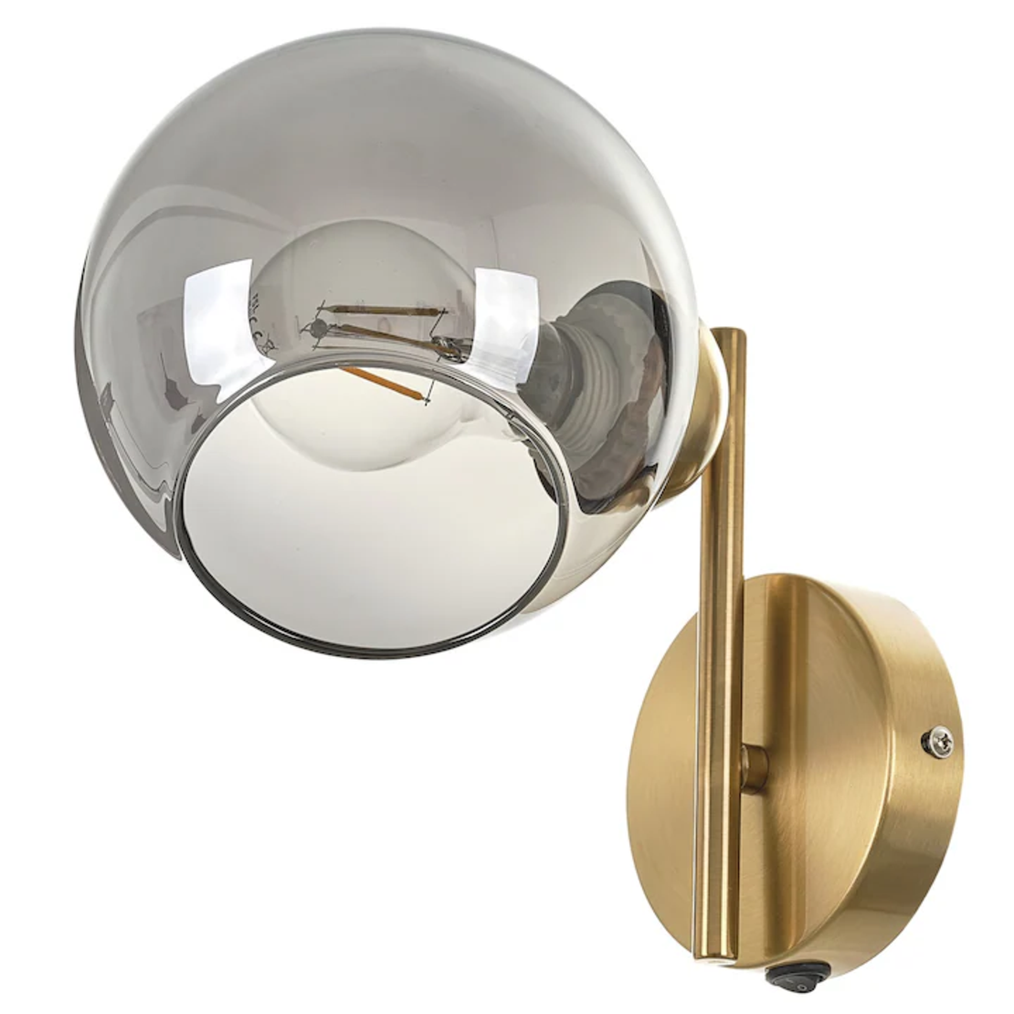 Модерен стенен аплик 1 X E27  – матирано злато и хром