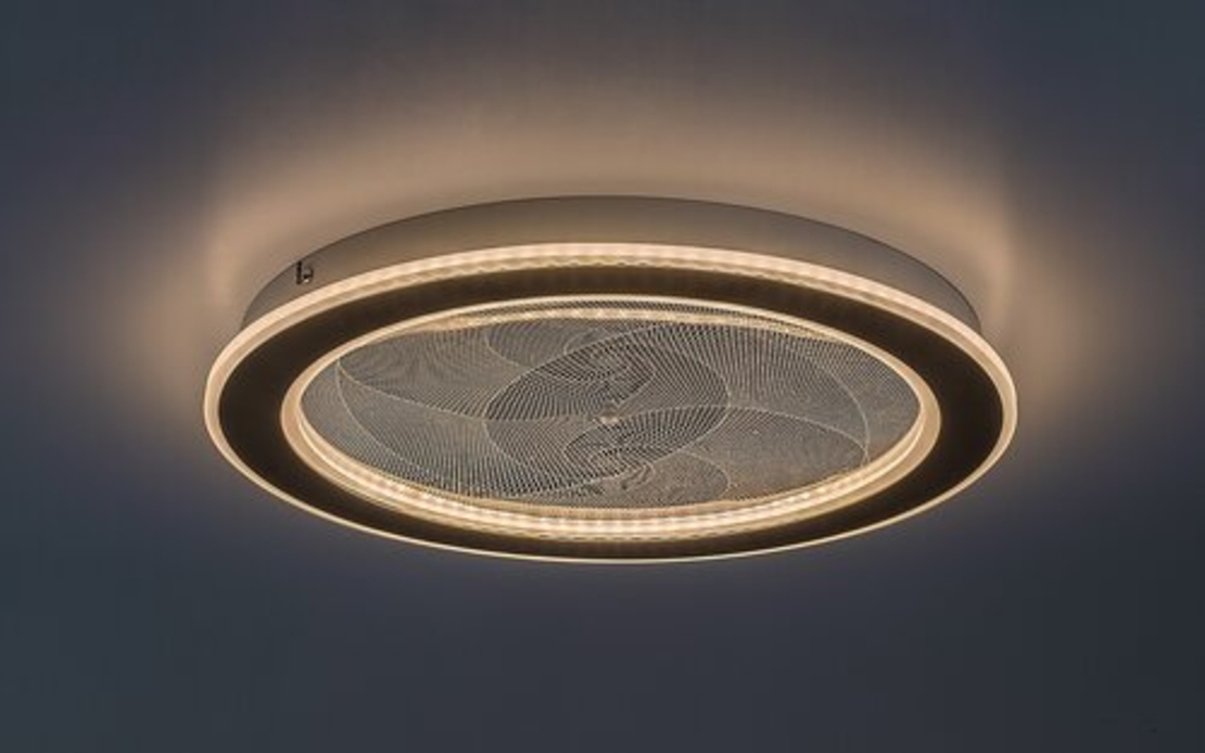 Модерен LED плафон 24W,матирано златен метал и акрил, димируем с дистанционно управление