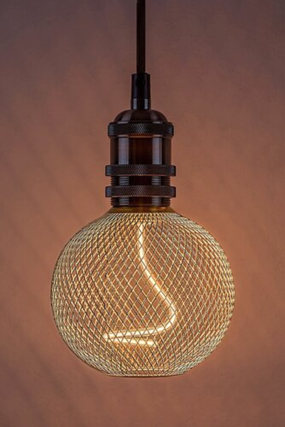 LED филаментна крушка G125, 5W, E27, 1800K, топло бяло, златен цвят