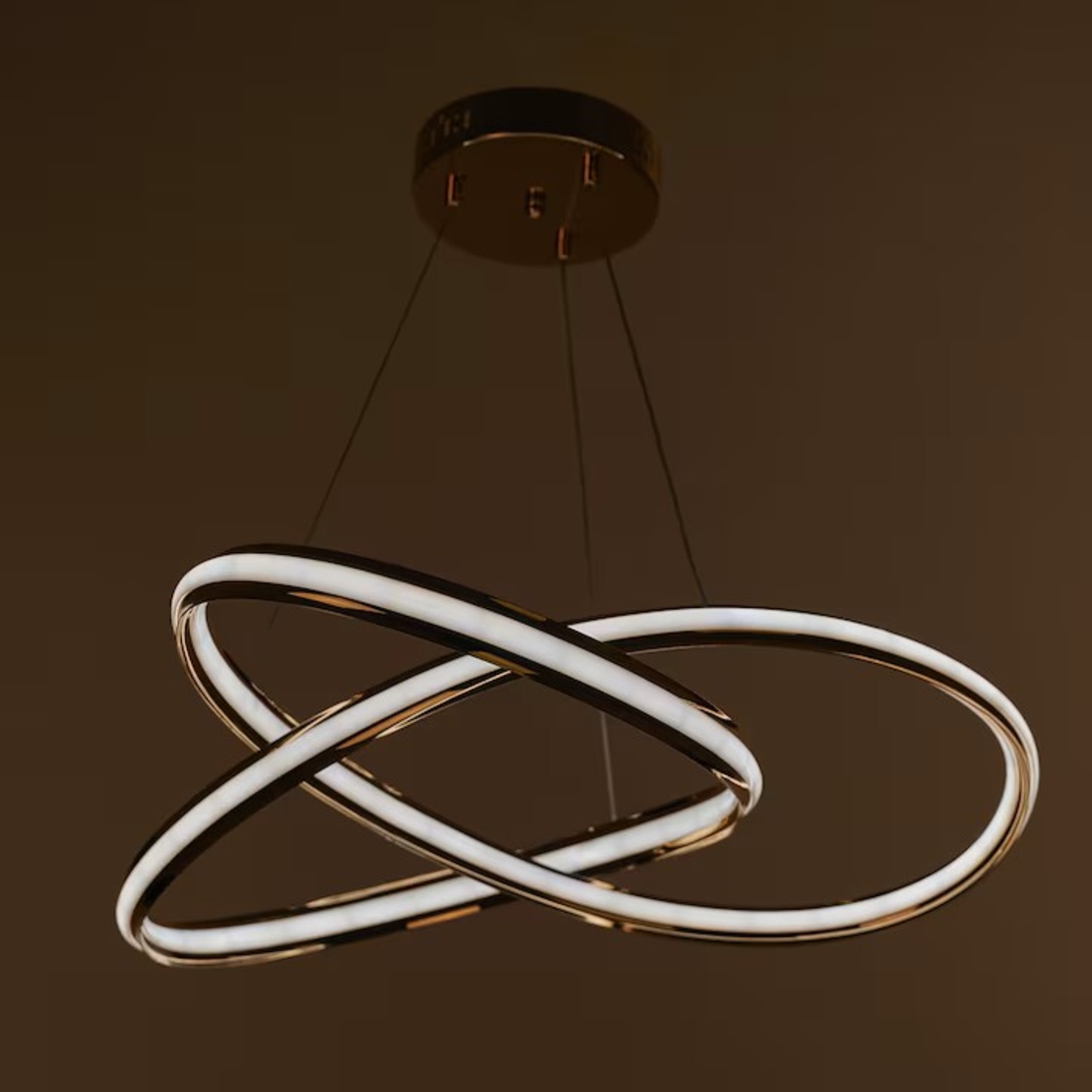 LED полилей златен, метал и PVC, 120W, дистанционно, регулируема височина