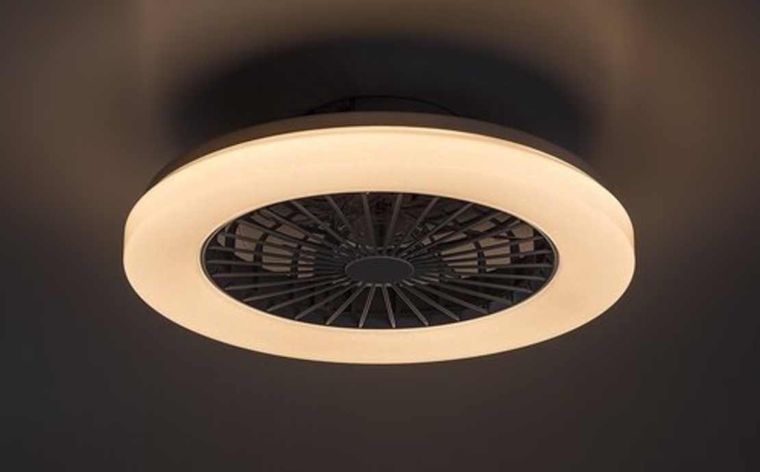 Мултифункционален LED таванен плафон с вентилатор, RGB и звезден ефект