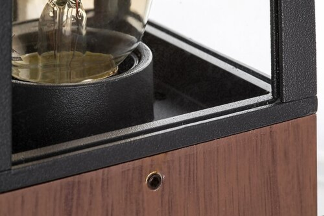 Елегантен външен аплик Wales E27 – стилно фасадно осветление в цвят тъмeн дъб с IP44 защита