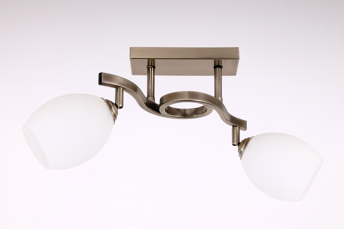 Класически бронзов таванен полилей с подвижни рамена – 2×E27