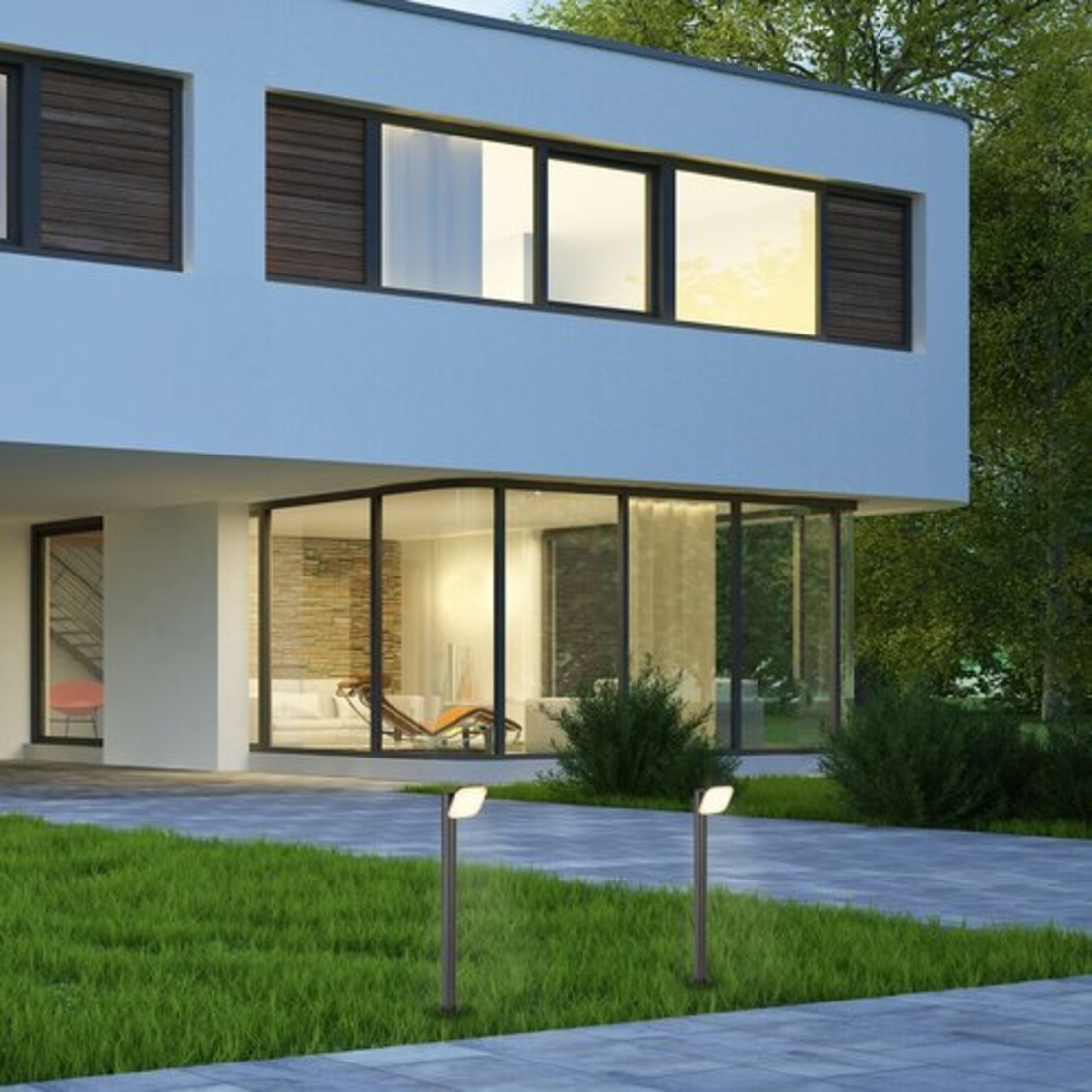 Външен градински LED стълб Odiel 12W с подвижна глава и топло бяла светлина