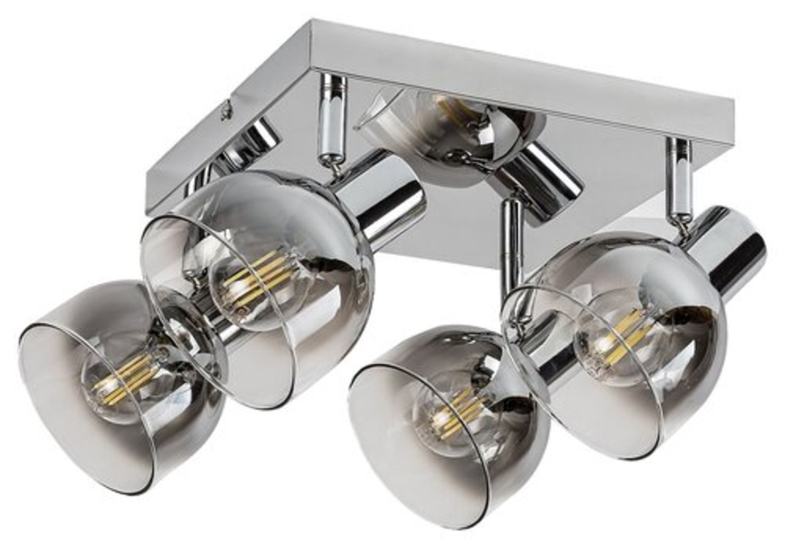 Модерен спот 4-ка – хром и опушено стъкло, E14, 4x40W