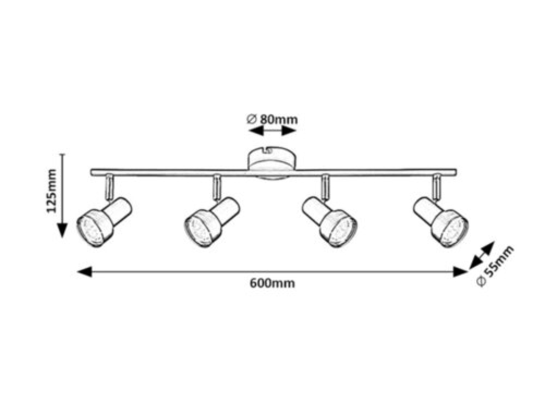 Модерен спот 4-ка – матирано черен и матиран хром метал, GU10, 4x50W